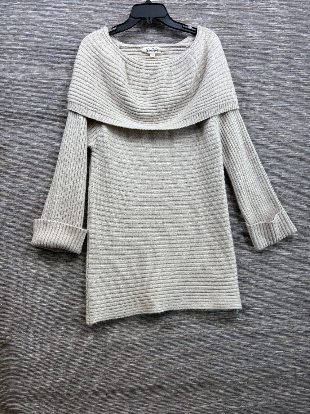 Listicle Mohair Blend Cowl Neck Sweater Dress Womens Size L Beige Long Sleeve